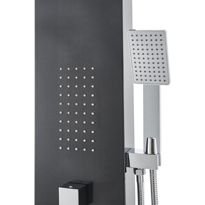 135cm H Bathroom Black Shower Tower Panel with 2 Large Body Jets & Hand Shower - House Comfort