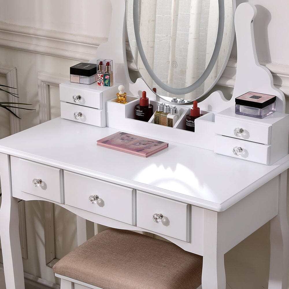 135cm H Makeup Vanity Desk Set with LED Lighting - House Comfort
