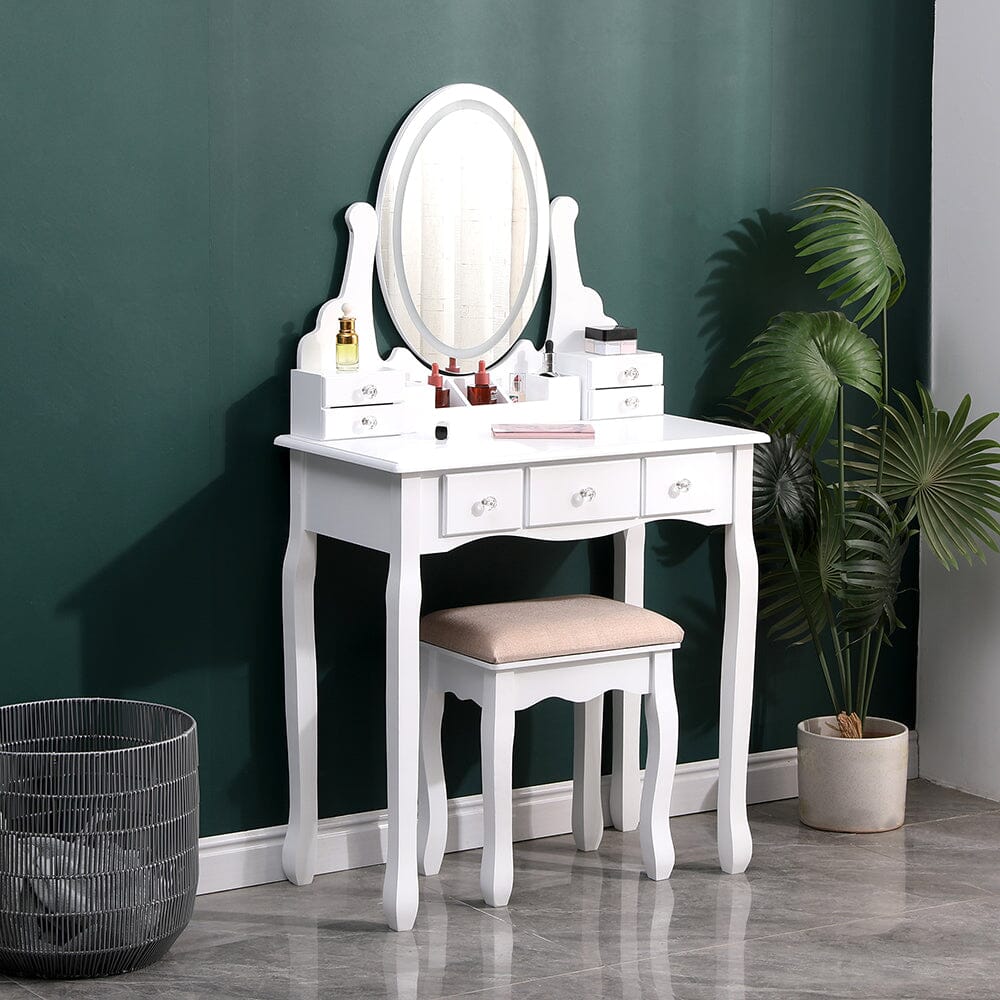 135cm H Makeup Vanity Desk Set with LED Lighting - House Comfort