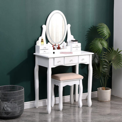 135cm H Makeup Vanity Desk Set with LED Lighting - House Comfort