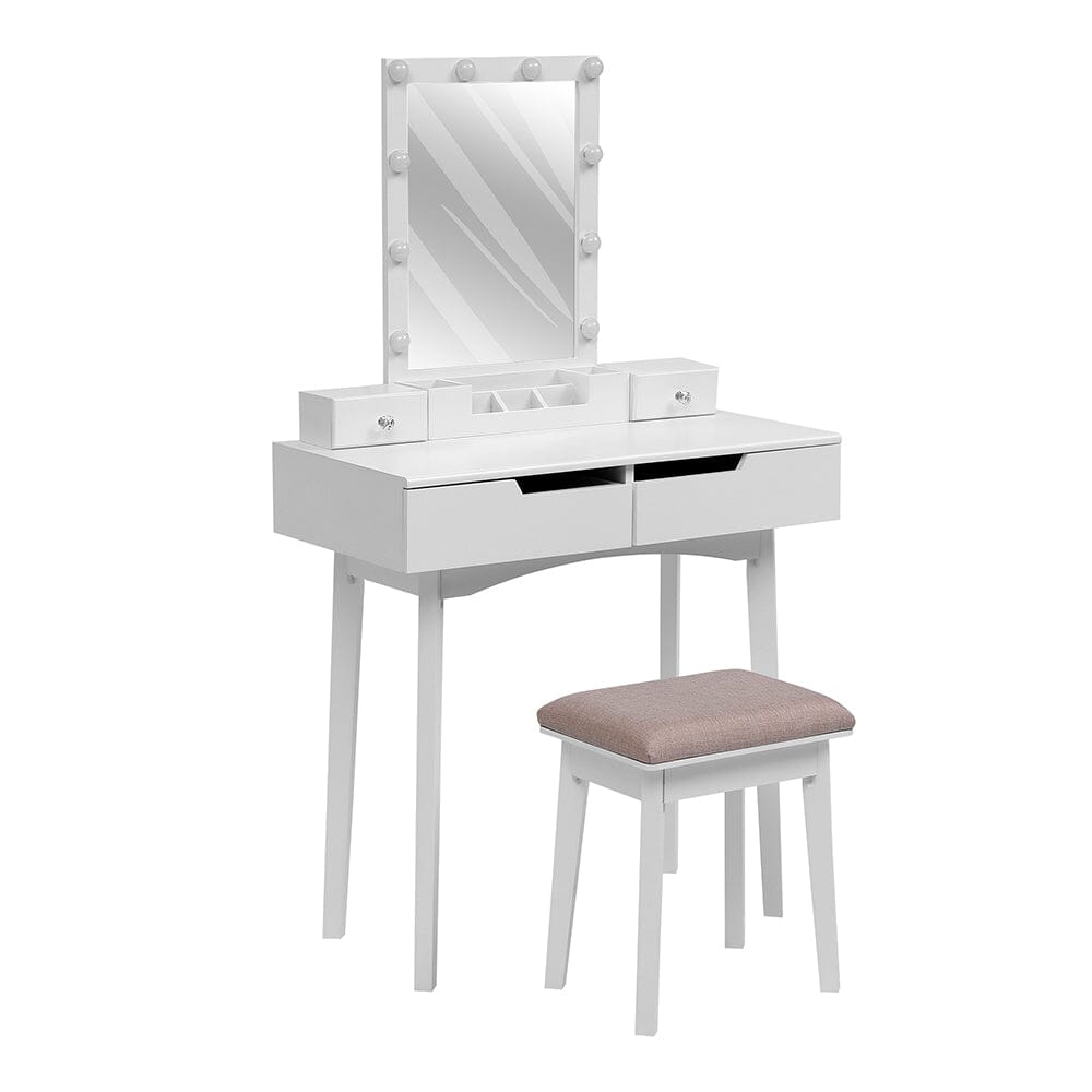 137cm H Modern Makeup Desk Set with Lighted Mirror and Stool - House Comfort