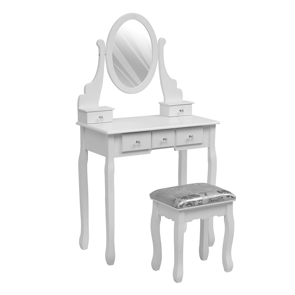 138.5cm H Makeup Vanity Desk with Mirror and Stool - House Comfort
