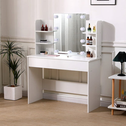 139.5cm H Modern Hollywood Vanity Desk with Lighted Mirror - House Comfort