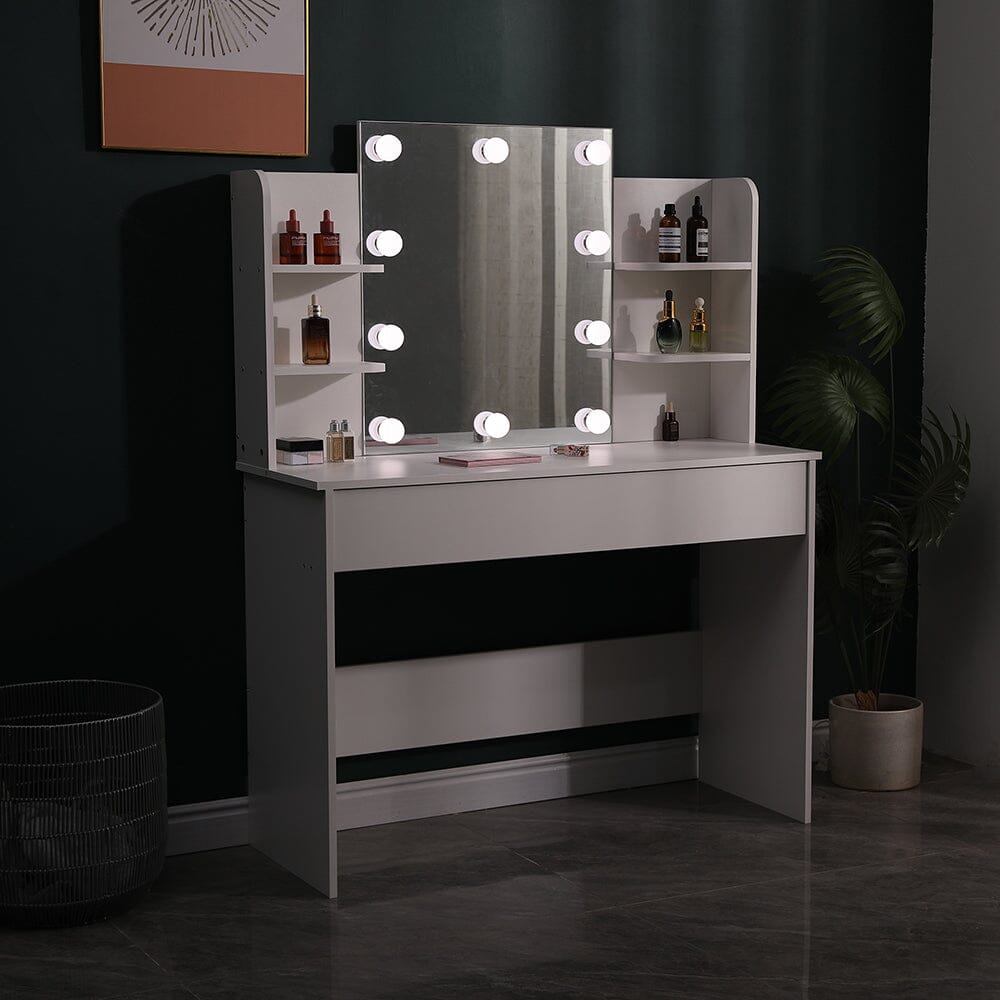 139.5cm H Modern Hollywood Vanity Desk with Lighted Mirror - House Comfort