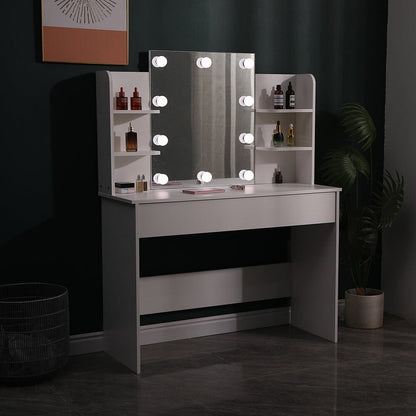 139.5cm H Modern Hollywood Vanity Desk with Lighted Mirror - House Comfort