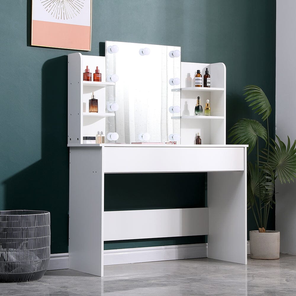 139.5cm H Modern Hollywood Vanity Desk with Lighted Mirror - House Comfort