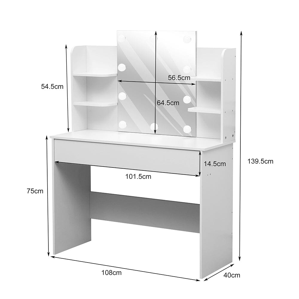 139.5cm H Modern Hollywood Vanity Desk with Lighted Mirror - House Comfort