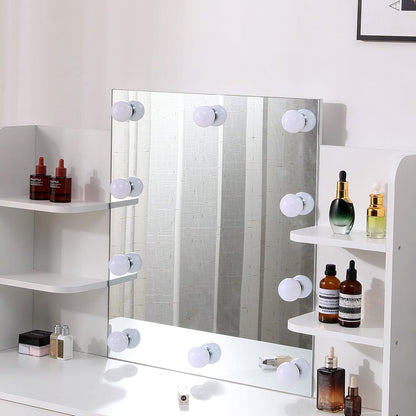 139.5cm H Modern Hollywood Vanity Desk with Lighted Mirror - House Comfort