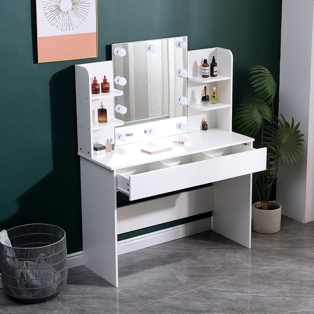 139.5cm H Modern Hollywood Vanity Desk with Lighted Mirror - House Comfort