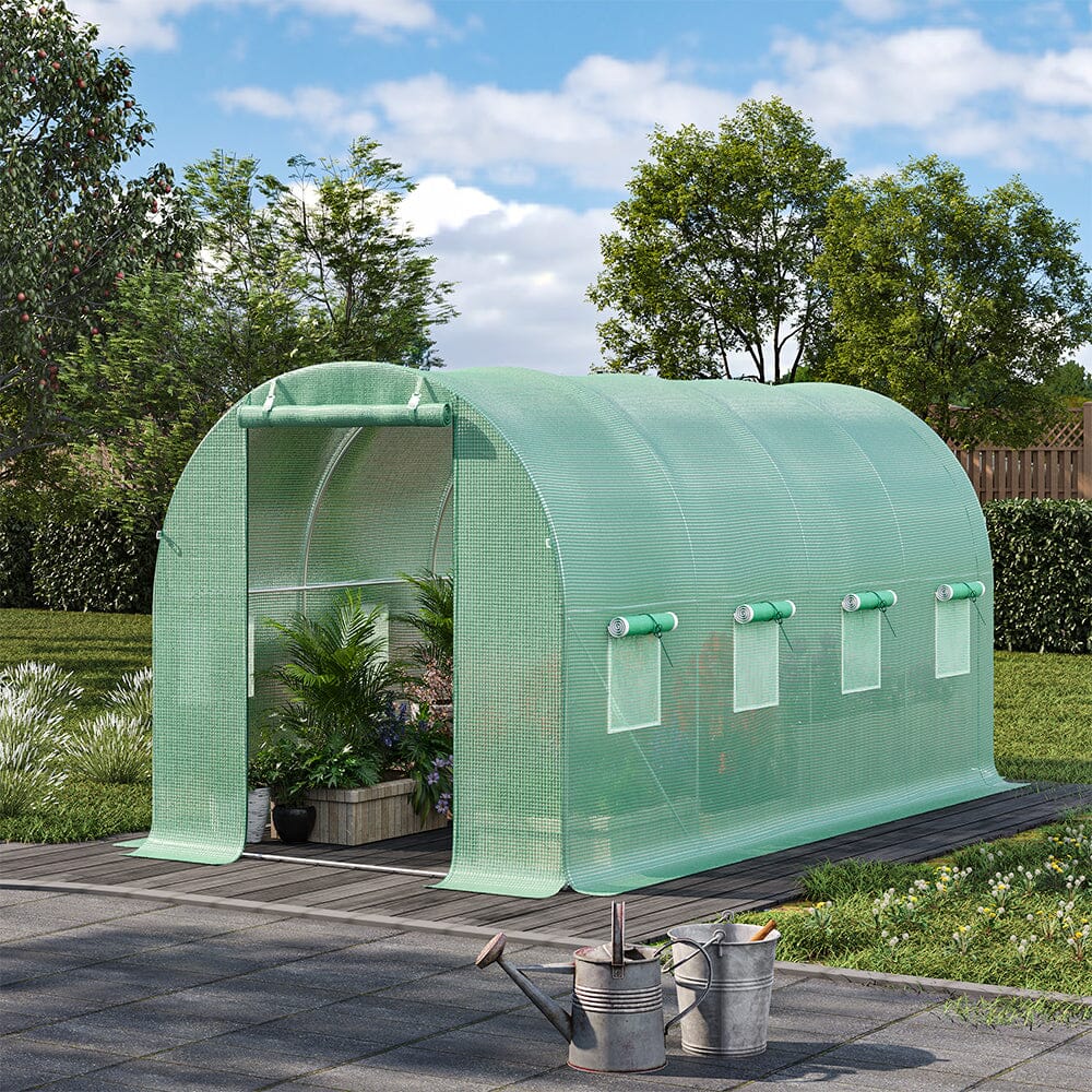 13×9ft/ 19×9ft Metal Framed Walk - in Greenhouse with Zipper Door and Windows - House Comfort