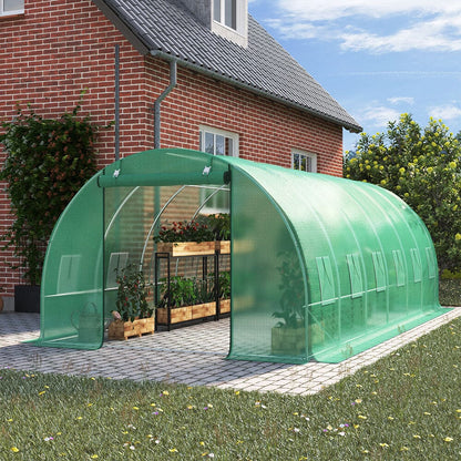 13×9ft/ 19×9ft Metal Framed Walk - in Greenhouse with Zipper Door and Windows - House Comfort
