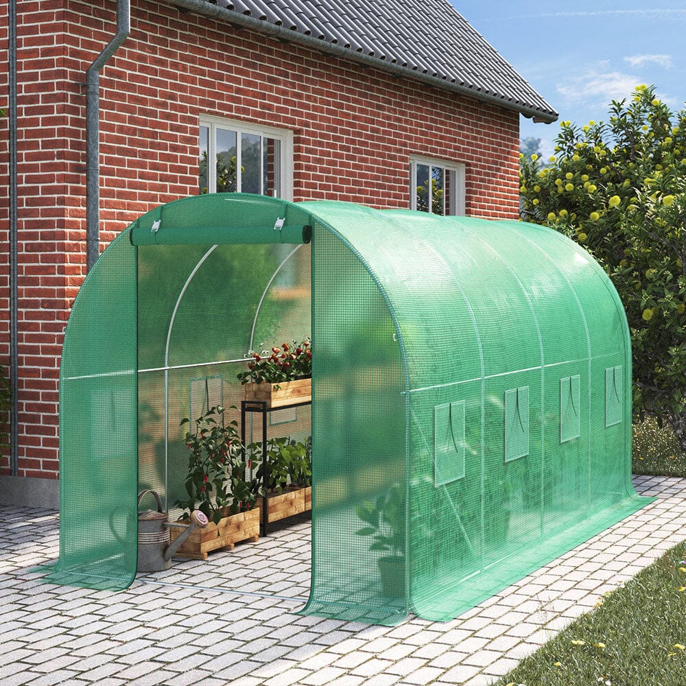 13×9ft/ 19×9ft Metal Framed Walk - in Greenhouse with Zipper Door and Windows - House Comfort