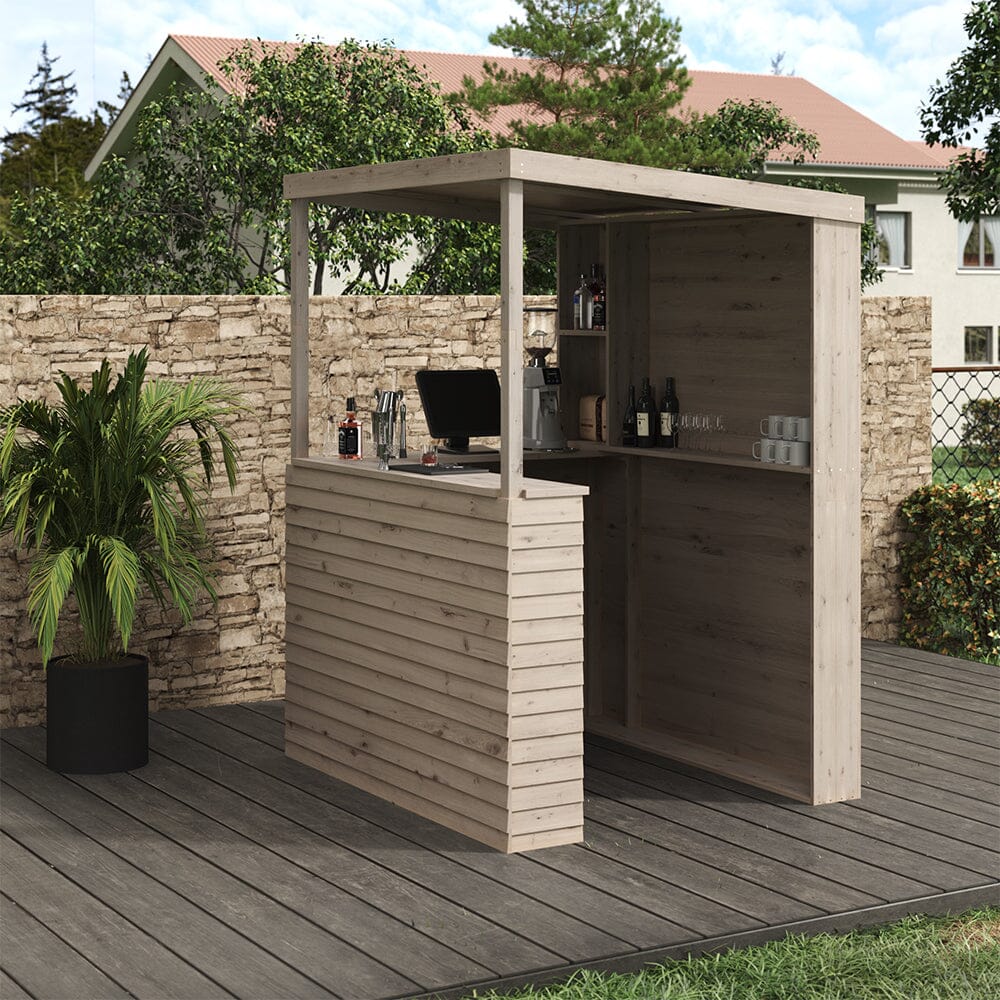 140cm Wide Solid Wood Garden Bar With Pine Countertop - House Comfort