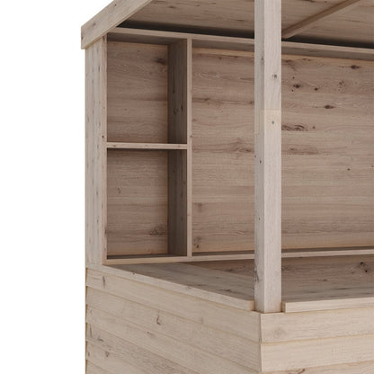 140cm Wide Solid Wood Garden Bar With Pine Countertop - House Comfort