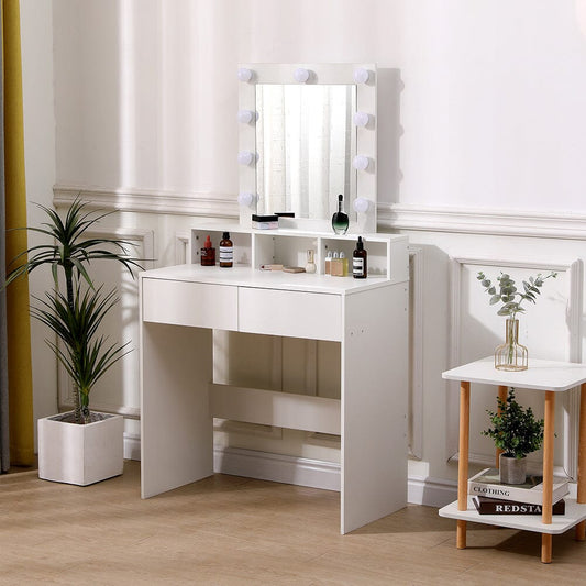 145cm H Makeup Dressing Table with Lighted Mirror - House Comfort