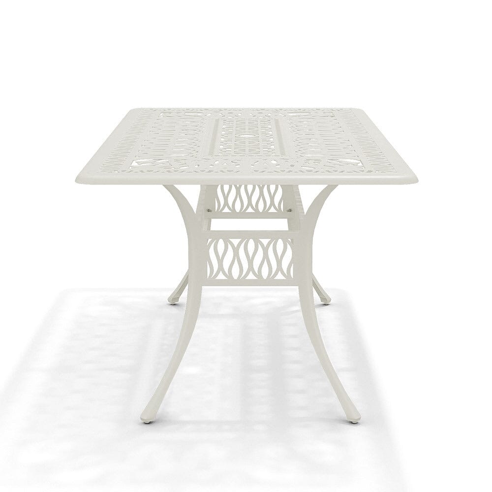 150cm Wide Garden Dining Table Hollow Cast Aluminium Tables White/Black - House Comfort