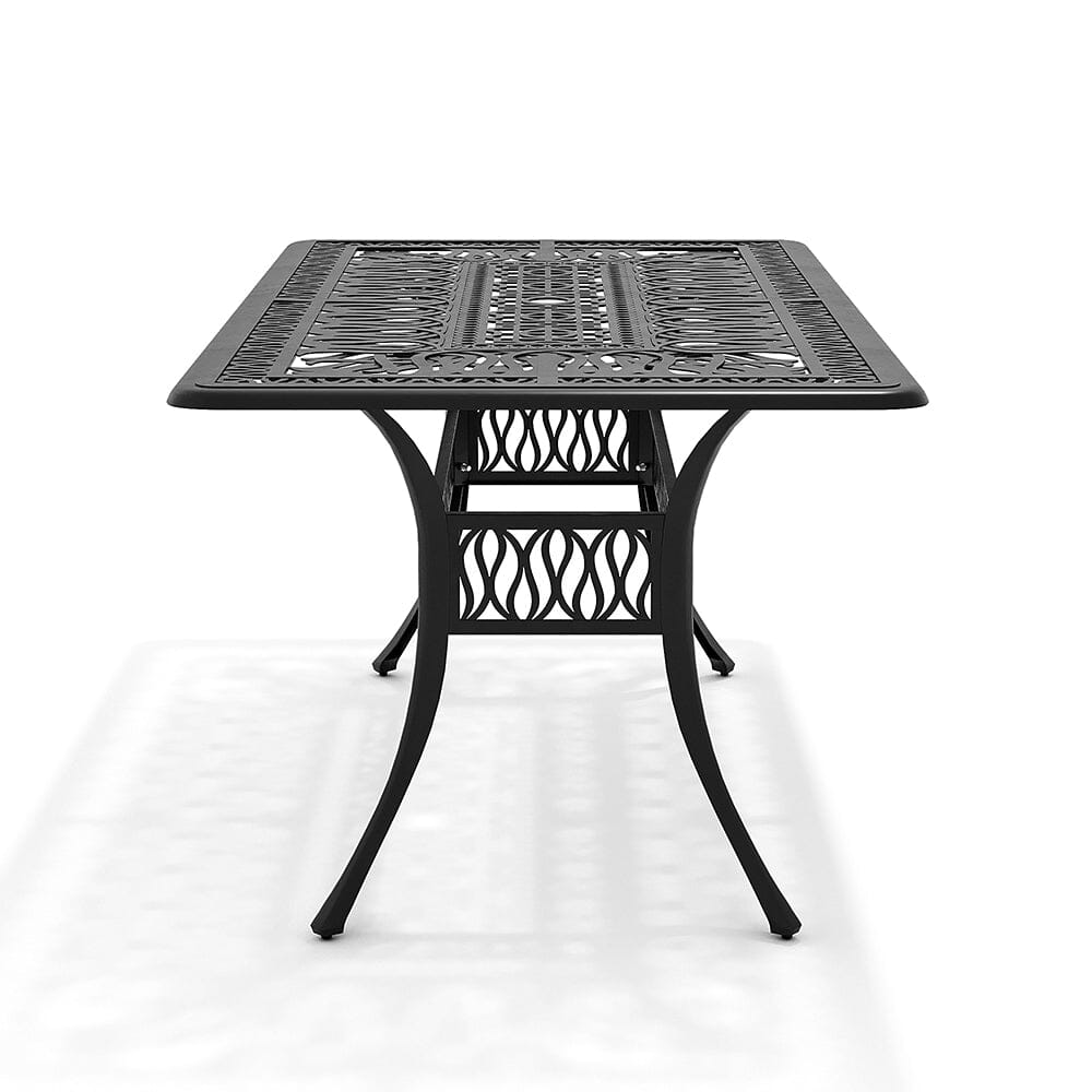 150cm Wide Garden Dining Table Hollow Cast Aluminium Tables White/Black - House Comfort