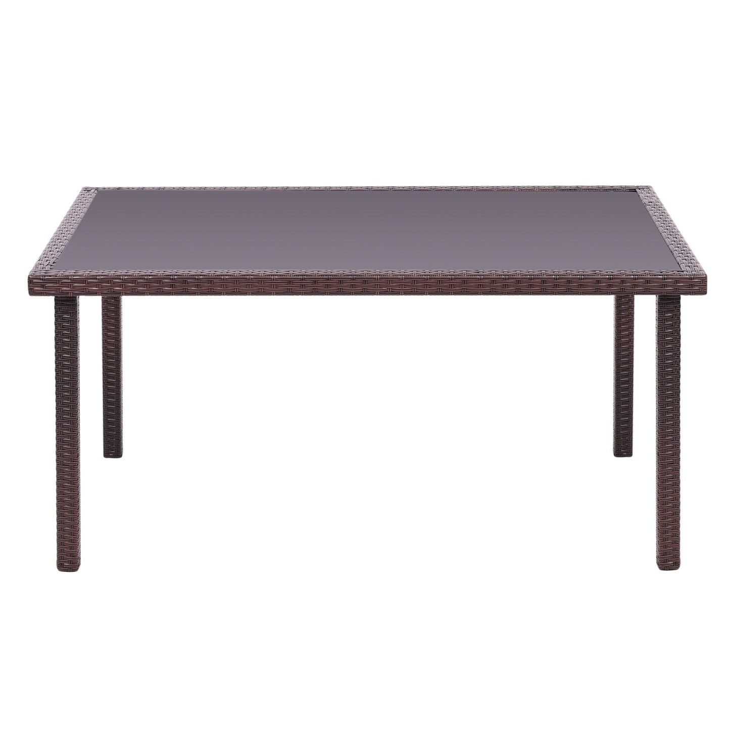 150cm Width Garden Dining Table Patio Outdoor Rectangle Table Black/Brown - House Comfort