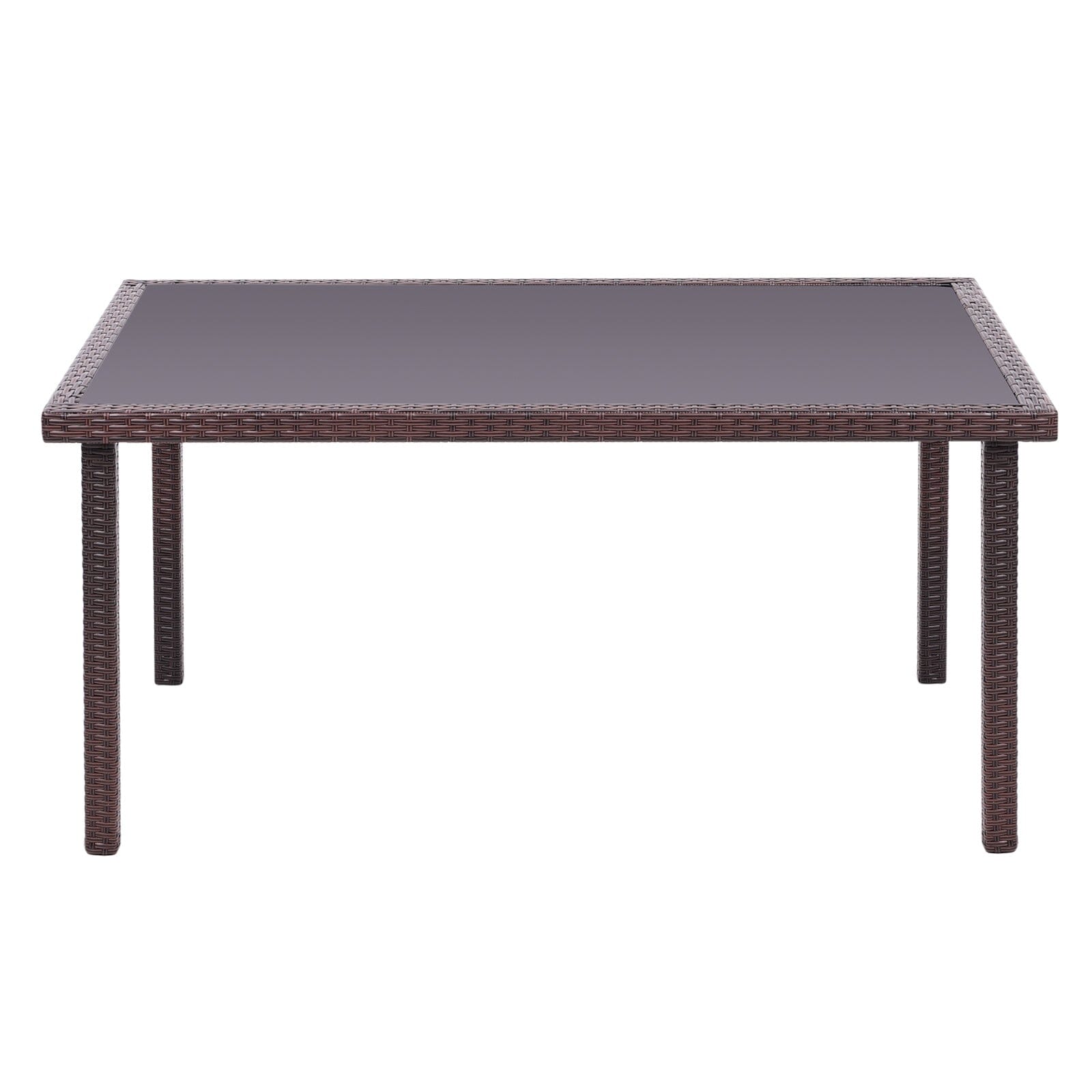 150cm Width Garden Dining Table Patio Outdoor Rectangle Table Black/Brown - House Comfort