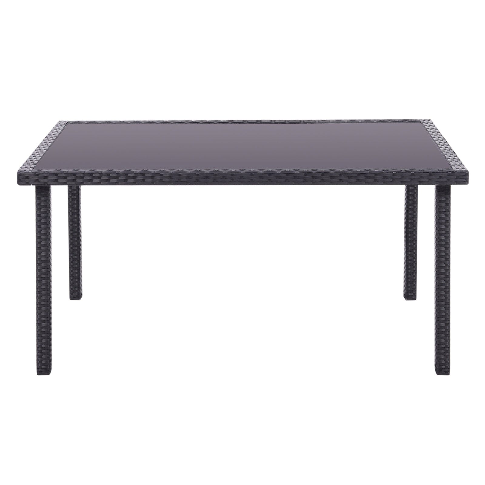 150cm Width Garden Dining Table Patio Outdoor Rectangle Table Black/Brown - House Comfort