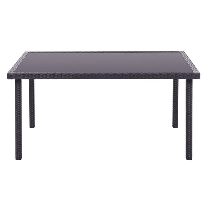 150cm Width Garden Dining Table Patio Outdoor Rectangle Table Black/Brown - House Comfort