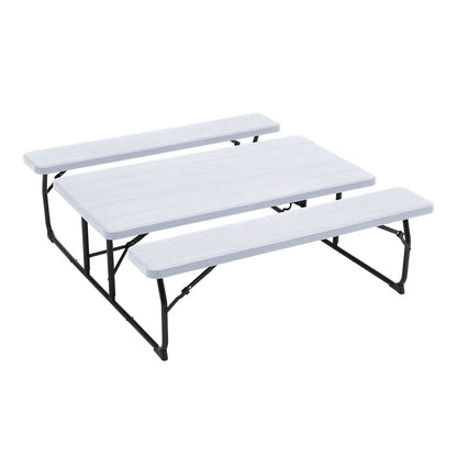 151cm W Foldable Picnic Table and Bench Set Black/White - House Comfort
