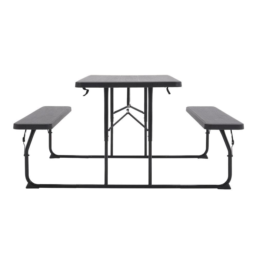 151cm W Foldable Picnic Table and Bench Set Black/White - House Comfort
