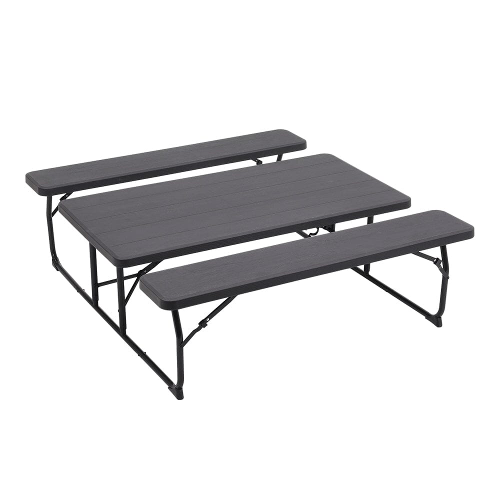 151cm W Foldable Picnic Table and Bench Set Black/White - House Comfort