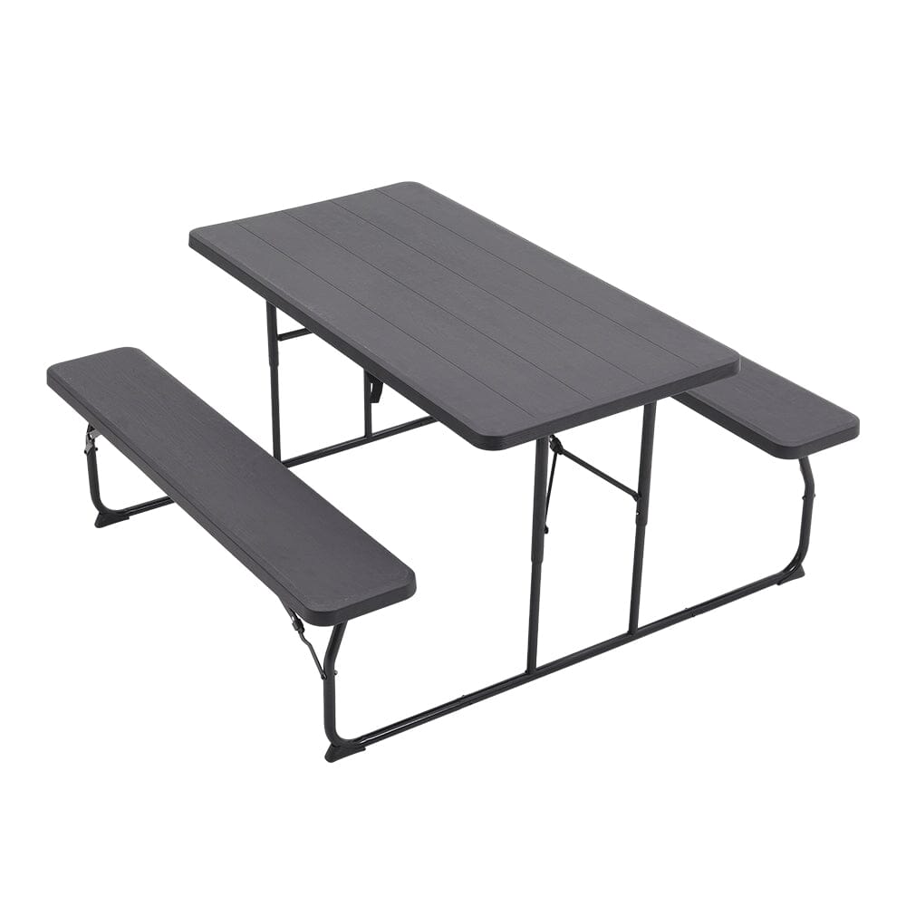151cm W Foldable Picnic Table and Bench Set Black/White - House Comfort