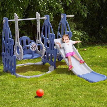 153cm W 3 in 1 Kids Swing and Slide Set Toddler Climber Playset - House Comfort