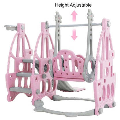 153cm W 3 in 1 Kids Swing and Slide Set Toddler Climber Playset - House Comfort