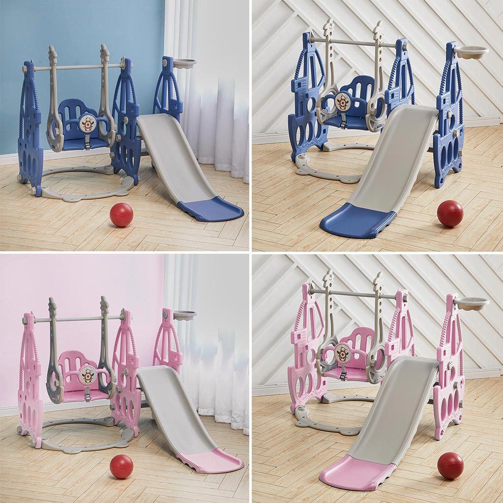 153cm W 3 in 1 Kids Swing and Slide Set Toddler Climber Playset - House Comfort