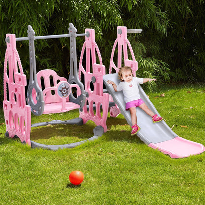 153cm W 3 in 1 Kids Swing and Slide Set Toddler Climber Playset - House Comfort
