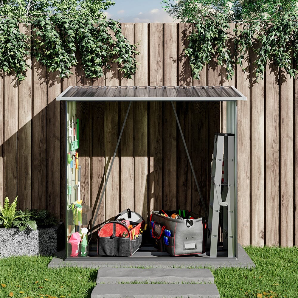 164cm L Firewood Storage Shed Metal Log Holder Fire Wood Rack Garden Patio Shelter - House Comfort