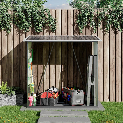 164cm L Firewood Storage Shed Metal Log Holder Fire Wood Rack Garden Patio Shelter - House Comfort