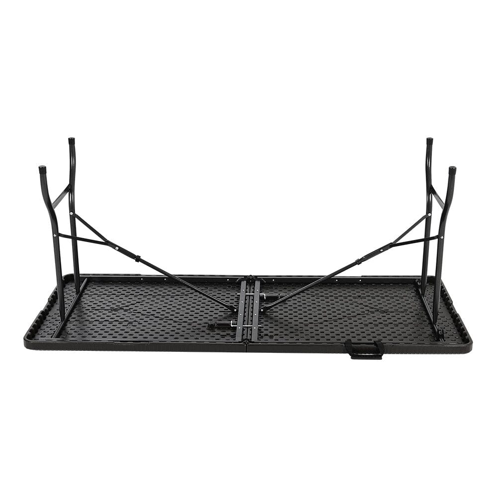 178cm L Folding Table Portable Outdoor Black Rattan Plastic Folding Table - House Comfort