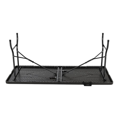 178cm L Folding Table Portable Outdoor Black Rattan Plastic Folding Table - House Comfort