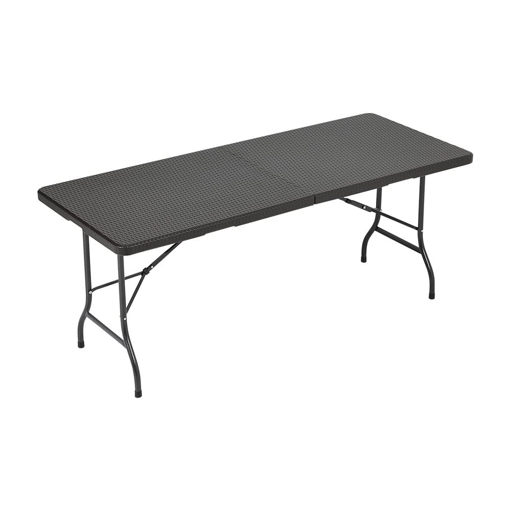 178cm L Folding Table Portable Outdoor Black Rattan Plastic Folding Table - House Comfort
