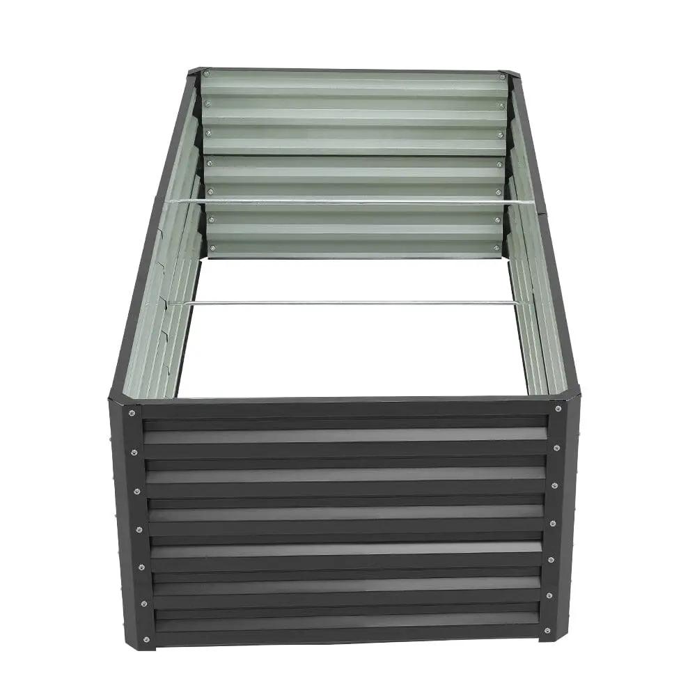 180×90×57cm Charcoal Black Rectangular Raised Garden Bed in Galvanized Steel - House Comfort