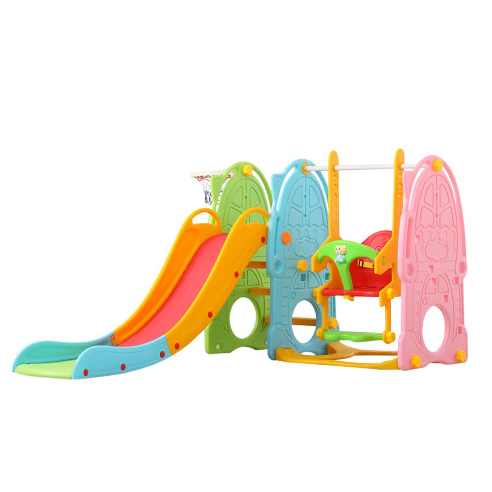 180cm D Colourful Toddler Swing and Slide Playset Indoor Outdoor - House Comfort