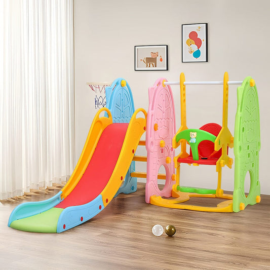 180cm D Colourful Toddler Swing and Slide Playset Indoor Outdoor - House Comfort