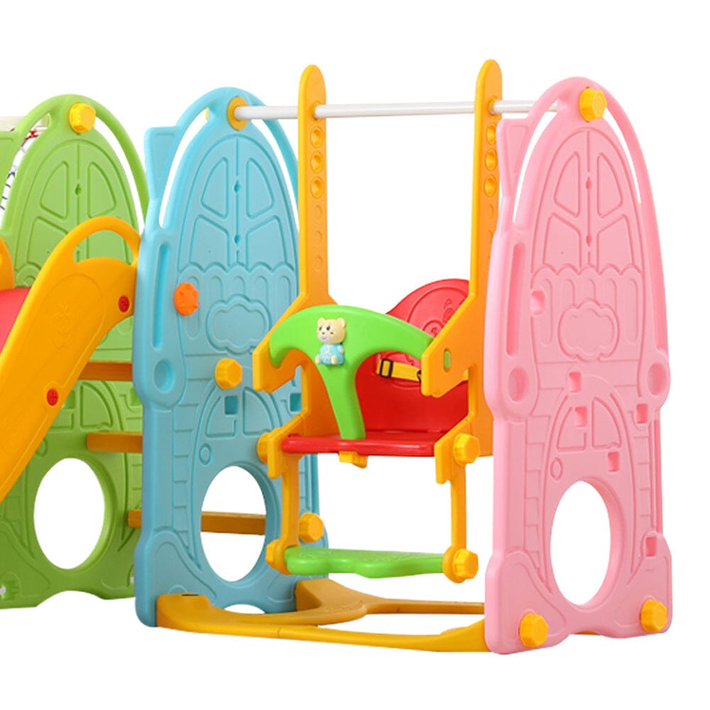 180cm D Colourful Toddler Swing and Slide Playset Indoor Outdoor - House Comfort
