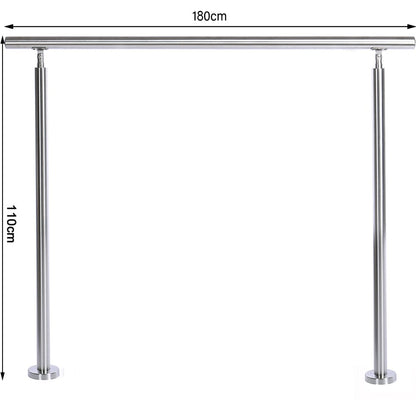180cm Floor Mount Stainless Steel Handrail for Slopes and Stairs - House Comfort
