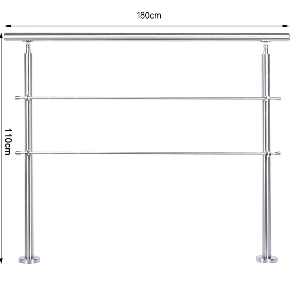 180cm Floor Mount Stainless Steel Handrail for Slopes and Stairs - House Comfort