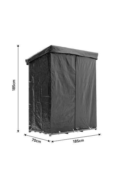 185cm W Garden Metal Tube Firewood Rack with Roof - House Comfort