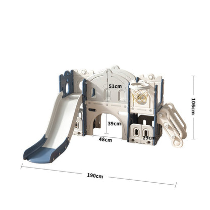 190 cm Wide Indoor Basketball Hoop Toddler Slide City Wall Kids Activity Playset - House Comfort