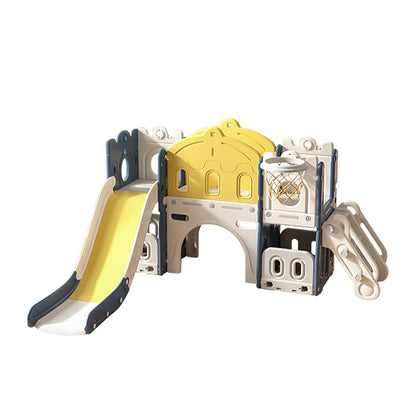 190 cm Wide Indoor Basketball Hoop Toddler Slide City Wall Kids Activity Playset - House Comfort