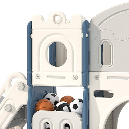 190 cm Wide Indoor Basketball Hoop Toddler Slide City Wall Kids Activity Playset - House Comfort