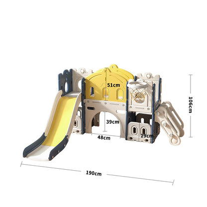 190 cm Wide Indoor Basketball Hoop Toddler Slide City Wall Kids Activity Playset - House Comfort