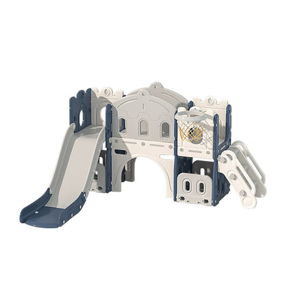 190 cm Wide Indoor Basketball Hoop Toddler Slide City Wall Kids Activity Playset - House Comfort